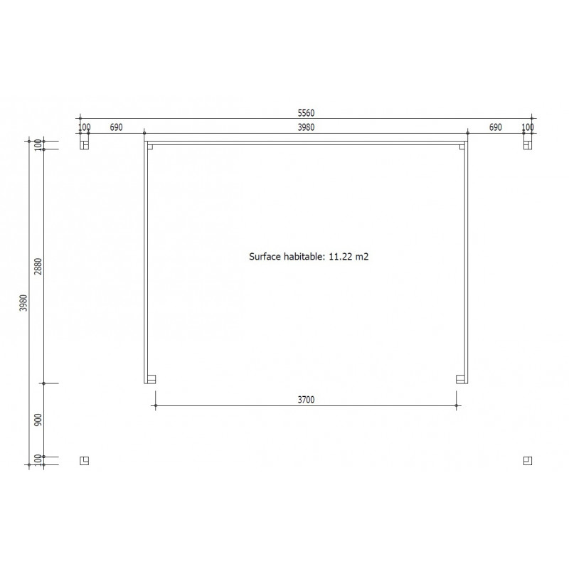 Bureau de jardin en bois massif avec terrasse 16,5m² – madriers 40mm Gardy Shelter – Image 8