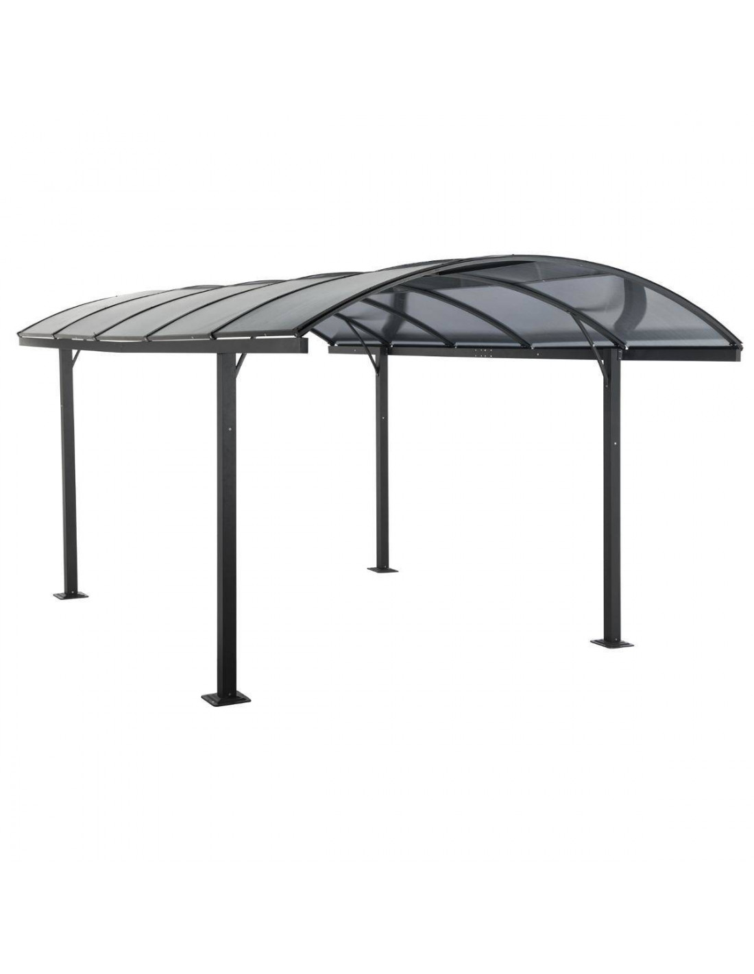 Carport Belize Noir – 2,94 x 5 x 2,23/2,50 – Aluminium, acier et polycarbonate – Image 3