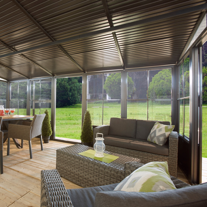 Pavillon adossé Charlestone 309x502cm en aluminium et acier galvanisé – Image 5