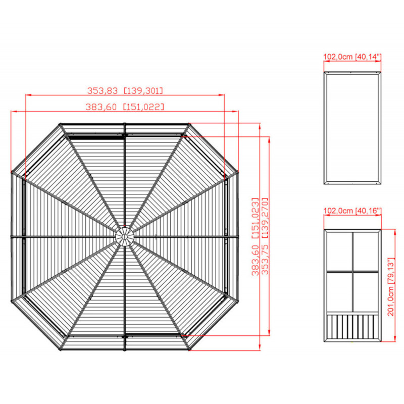 Pavillon Charlestone 384x384cm en aluminium et acier galvanisé – SOJAG – Image 6