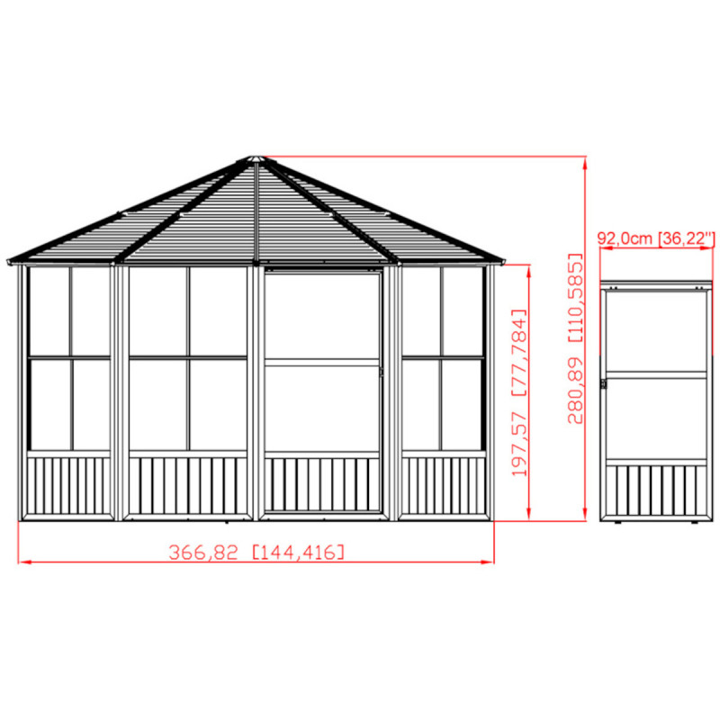Pavillon Charlestone 384x384cm en aluminium et acier galvanisé – SOJAG – Image 5