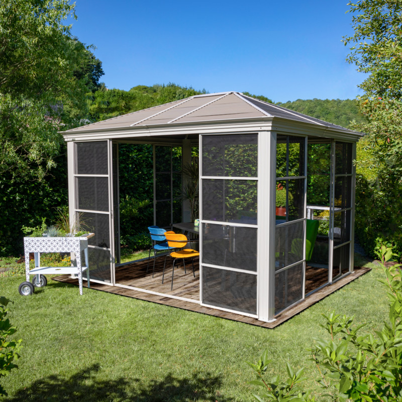 Pavillon Striano 362x298cm en aluminium et acier galvanisé avec moustiquaires – Image 14