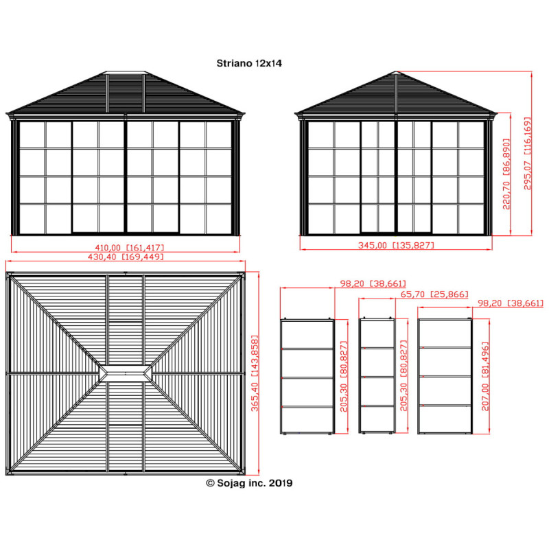 Pavillon Striano 362x427cm en aluminium et acier galvanisé avec moustiquaires – SOJAG – Image 13