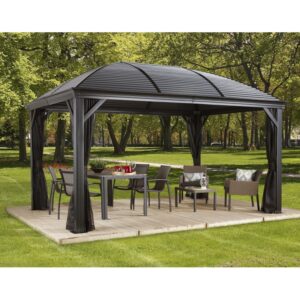 Pergola 3x4m Moreno alu anthracite et toit en acier galvanisé – SOJAG