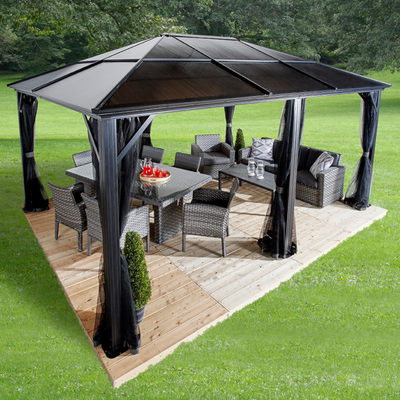 Pergola de jardin Meridien 365x485cm en aluminium anthracite et polycarbonate 8mm – SOJAG – Image 8