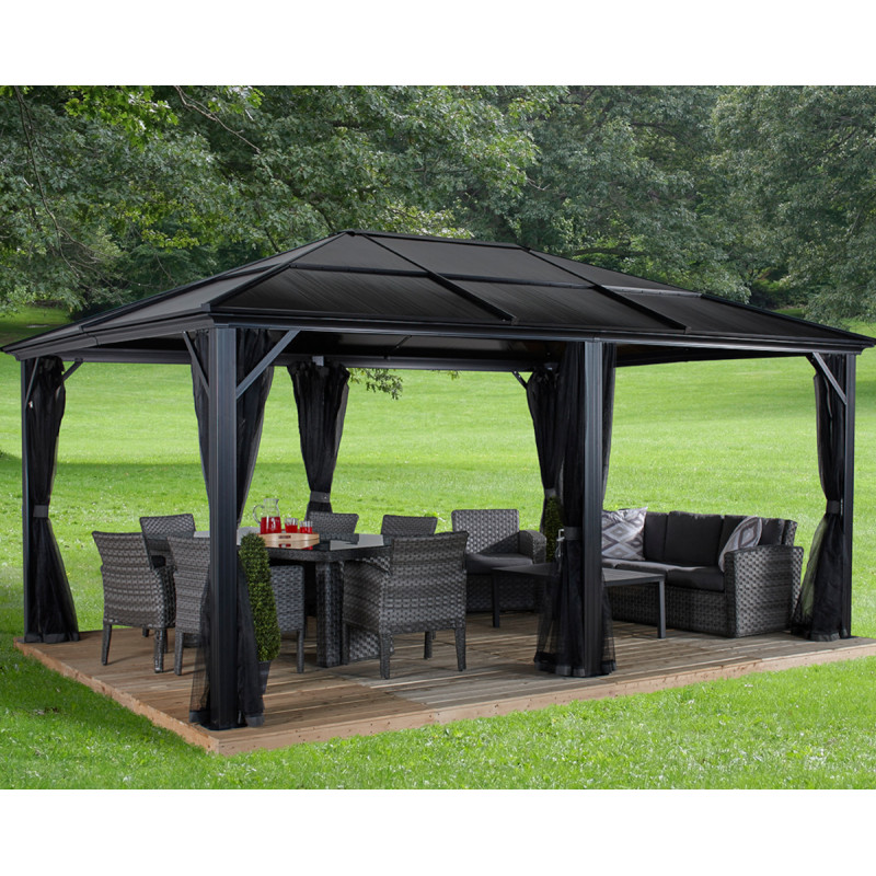 Pergola de jardin Meridien 365x485cm en aluminium anthracite et polycarbonate 8mm – SOJAG – Image 4