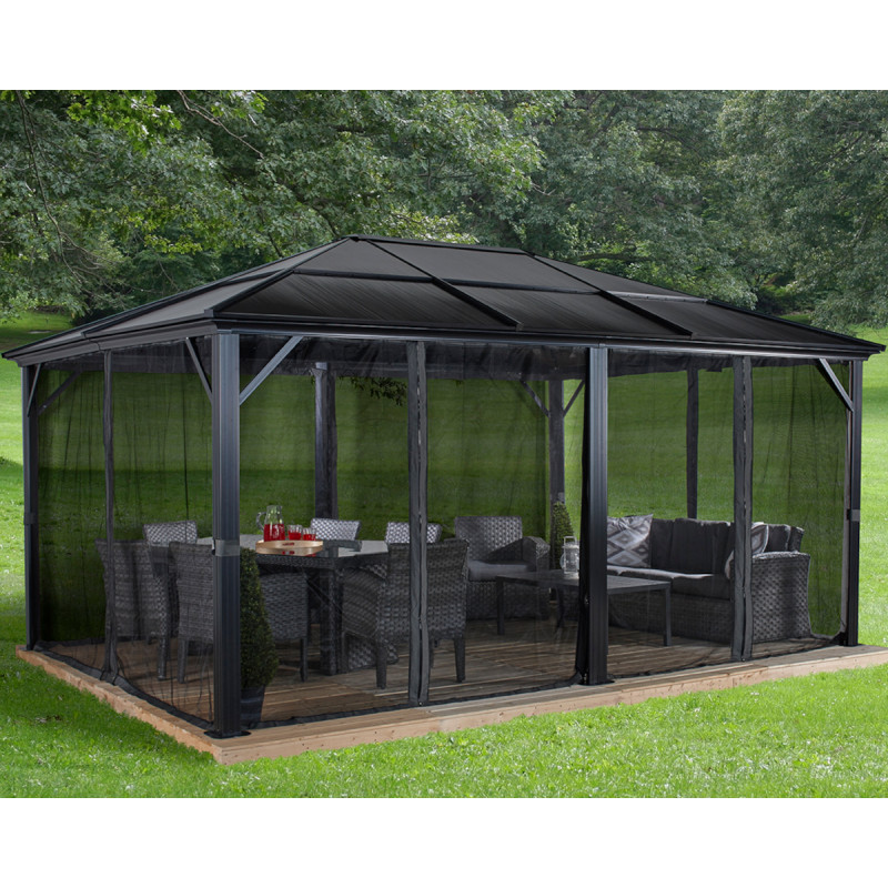 Pergola de jardin Meridien 365x485cm en aluminium anthracite et polycarbonate 8mm – SOJAG – Image 6