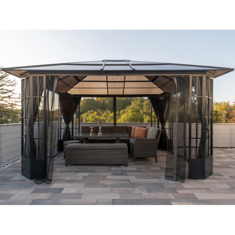 Pergola de jardin Savino 423x363cm en aluminium anthracite et polycarbonate 8mm – SOJAG – Image 3