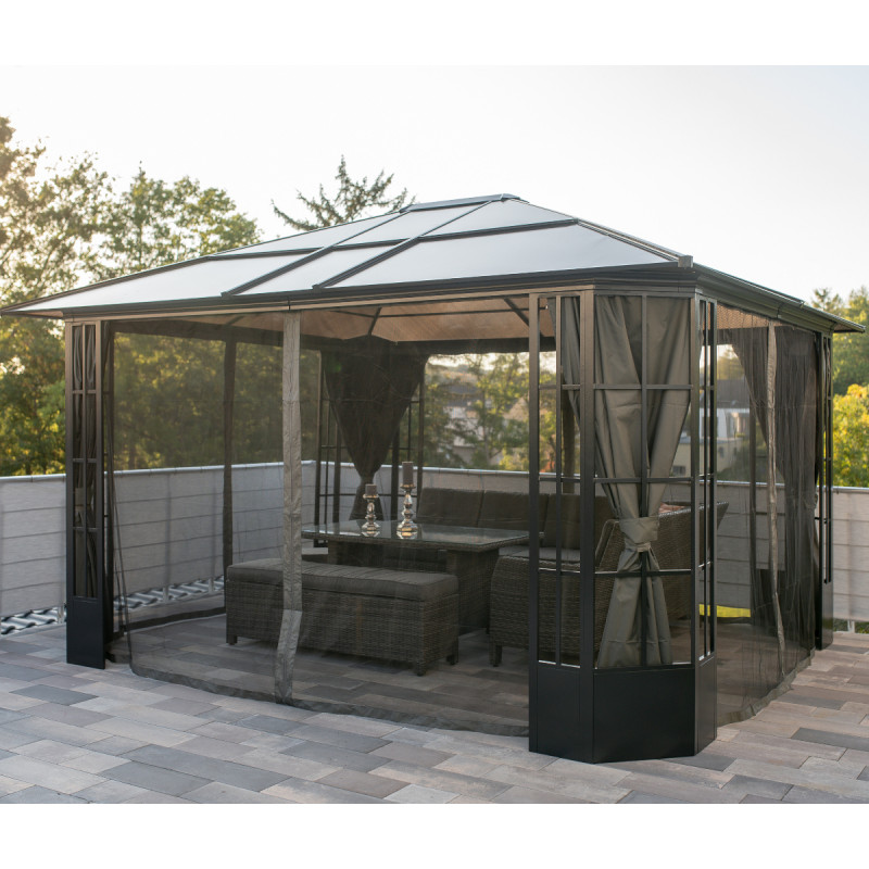 Pergola de jardin Savino 423x363cm en aluminium anthracite et polycarbonate 8mm – SOJAG – Image 5