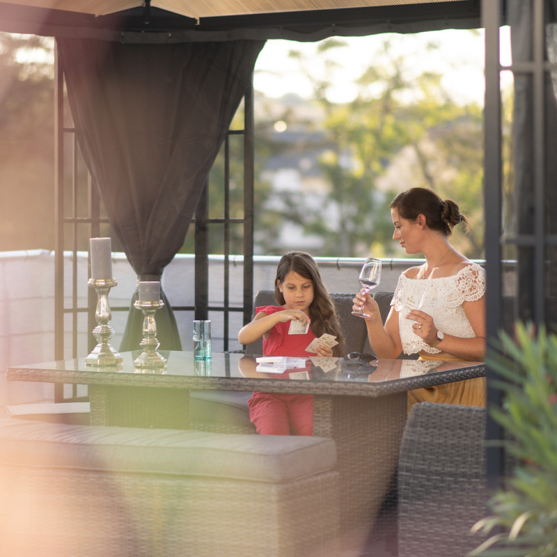 Pergola de jardin Savino 423x363cm en aluminium anthracite et polycarbonate 8mm – SOJAG – Image 6