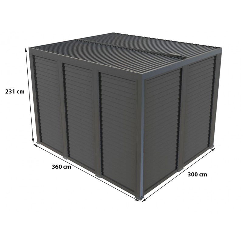 pergola-bioclimatique-alu-anthracite-1080m-toit-avec-lames-alu-ventelles-cote-3m-5-panneaux-moucharabieh-brita – Image 3
