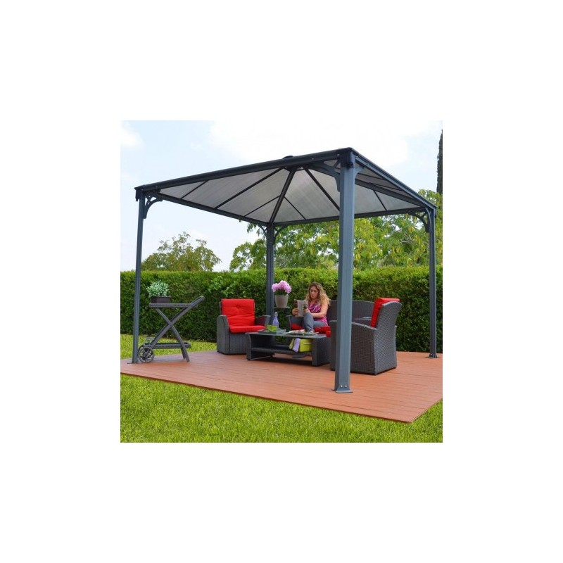 Tonnelle de jardin 3,6×3,6m en alu gris anthracite et polycarbonate – Image 4