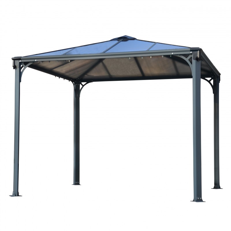 Tonnelle de jardin 3x3m en alu gris anthracite et polycarbonate – Image 6