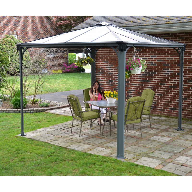 Tonnelle de jardin 3x3m en alu gris anthracite et polycarbonate – Image 14
