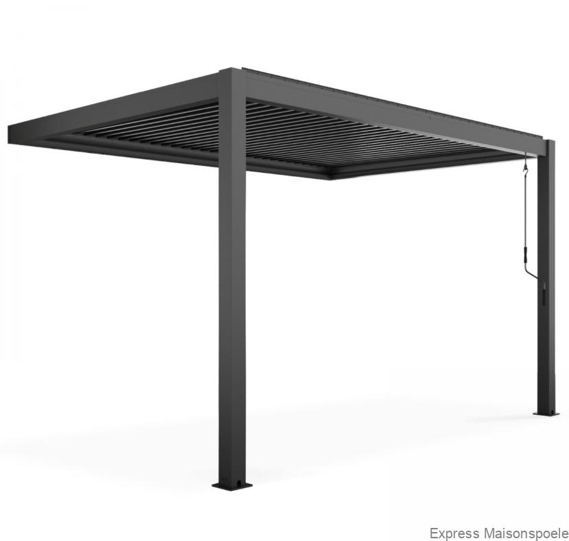Pergola bioclimatique adossée 4x3m en aluminium blanc avec 1, 2 ou 3 stores, OIA – Image 5