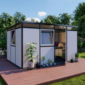 Abri de jardin modulaire isolé 4x3m profils noirs - plancher inclus - Everbox