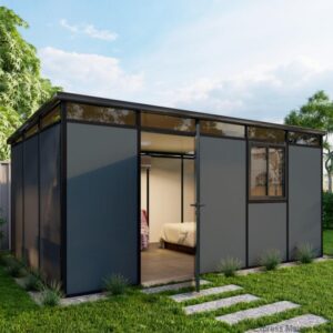 Abri de jardin modulaire isolé 5x3m anthracite et noir - plancher inclus - Everbox