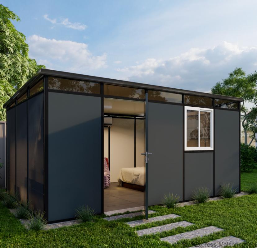 Abri de jardin modulaire isolé 5x3m anthracite et noir - plancher inclus - Everbox – Image 2