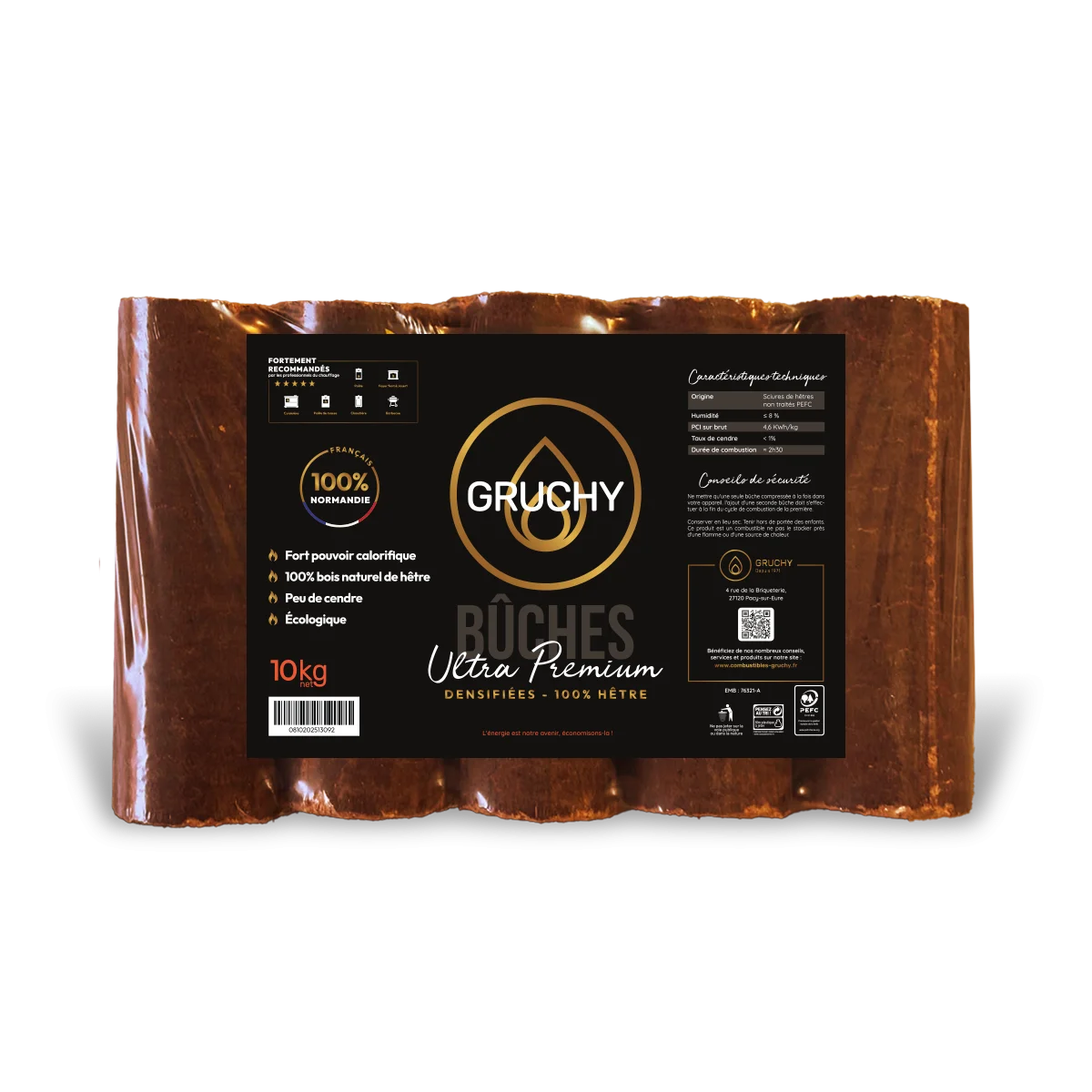 Palette de bûches densifiées ULTRA PREMIUM GRUCHY – 100 % Hêtre – Image 3